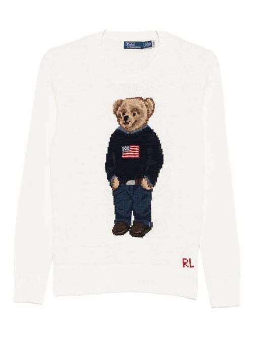 Polo Ralph Laurenmaglione ricamato con orso Polo Ralph Lauren | 211-978359-001DECKWASH WHITE MULTI
